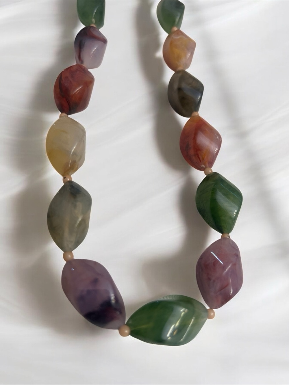 Vtg Multicolor Faux Stone Statement Necklace - Women Jewelry